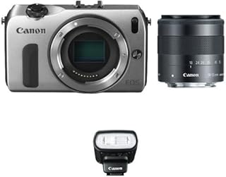 Canon EOS M Mirrorless Digital Camera with EF-M18-55mm is STM Lens and 90EX Flash (Silver)