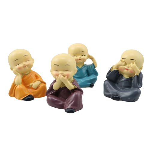 4 Figuras Mini Buda Kung Fu de Resina 1.57x1.5x1.89 in miniatura 3