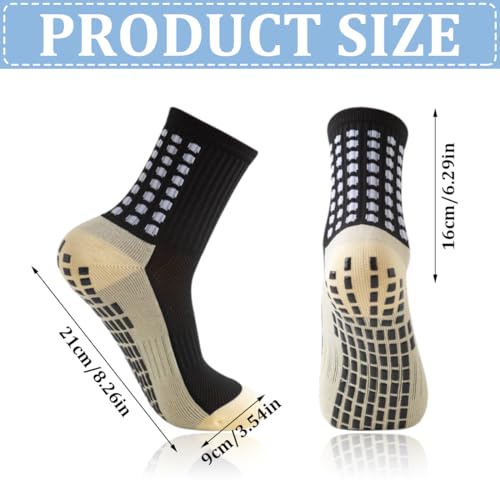 HYRKOTW 4 Paires Chaussettes Antidérapantes Homme, Chaussettes de Football Grip Noir, Taille M – vue 3