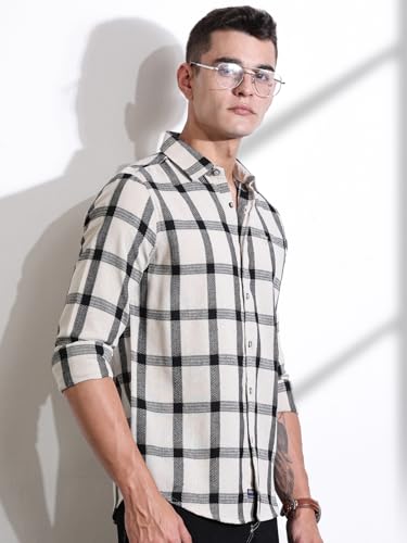Image of Thomas Scott Men's | Checks | Full Sleeve | Slim Fit | 100% Cotton | Spread Collar | Casual Shirt