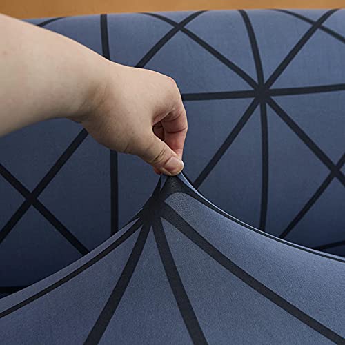 Housse de canapé extensible protégeant votre fauteuil 1 place en polyester bleu