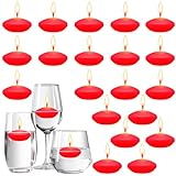 Nuanchu 20 Floating Candles Centerpieces for Wedding 1.5 Inch Small Unscented Floating Candles Decoration Round Burning Candle Decor for Pool Bathtub Dinner Party (Red)