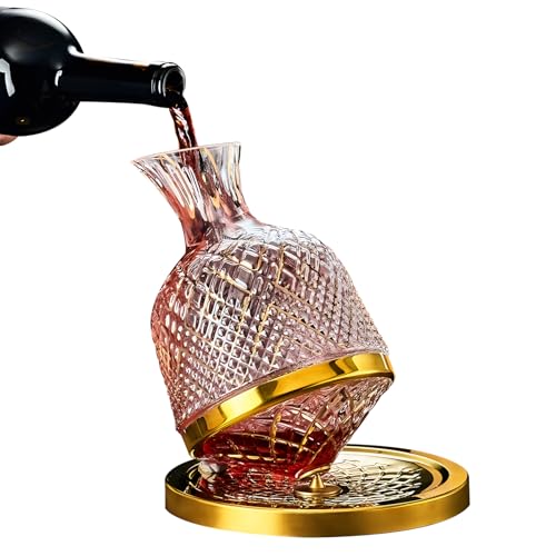 Red Wine Decanter, 50oz/1500ml, 360&deg;Rotating Wine Decanter with Aerator Lead-free Crystal Glass...
