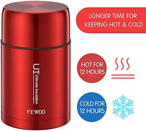 Soup Flask,800ml Vacuum Insulated Food Jar for Hot Cold Food, Leak Proof Soup Containers for Kids and Adults (800ml Red)