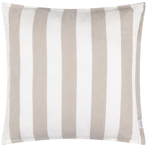furn. Yard Hayle Cushion Cover – Reversible Water Resistant Striped Soft Cotton Outdoor Decorative Case (Natural – 50x50cm)