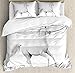 Ambesonne Black and White Duvet Cover Set, White Stallion Running Horse Galloping Motion Speed Print, Decorative 3 Piece Bedding Set with 2 Pillow Shams, King Size, White Black