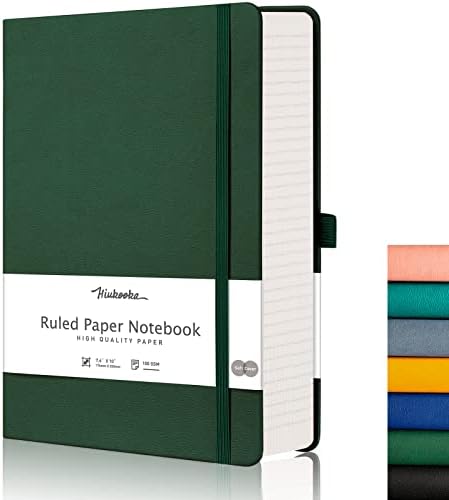 Emshoi B5 Lined Notebook Ruled Thick Journal Extra Large HardCover Composition B5 Notebooks 320 Numbered Pages 100gsm Paper with 1 Free Sticky Note Book Faux Leather Inner Pocket Books 7.6"×10" Cyan