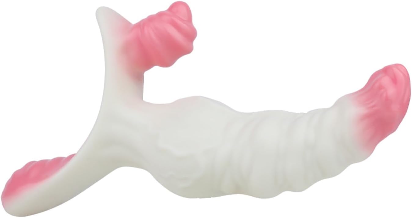 Three-Headed Strap Dildo with Harness, 10 Vibration Modes & Heating Double Strap Dildo Toy, Adjustable Silicone Adult Sex Toy - with Heating & Vibration