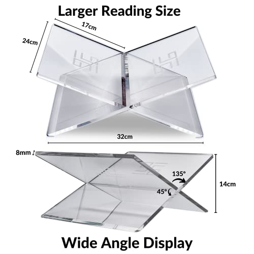 Honygebia Clear Acrylic Book Stands - Cross Frame Acrylic Book Holder, Open Bookstand For Display And Reading, Suitable For Art, Bible, Cookbook, Easel, Magazine, Textbooks 12.5" X 9.5" X 5.5" #TOP3