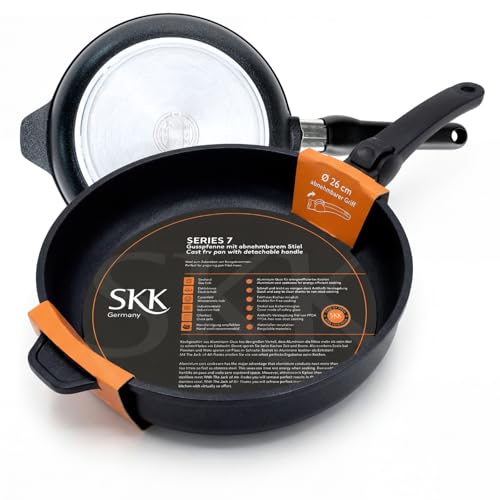 SKK 52614 Series 7 Bratpfanne – Energiesparende Aluguss-Pfanne mit abnehmbarem Griff, PFOA-frei, induktionsgeeignet, backofenfest – 6 cm hoher Rand, Ø 26 cm