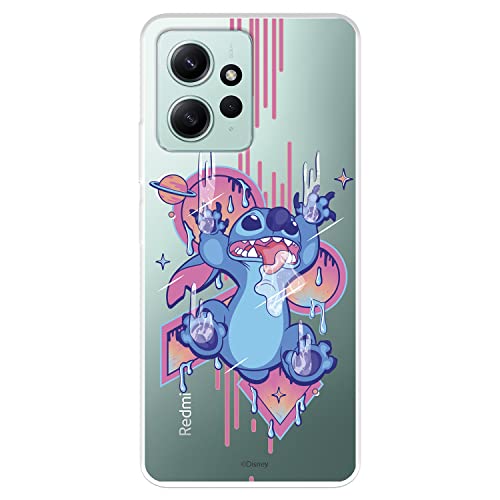 LA CASA DE LAS CARCASAS Custodia per Xiaomi Redmi Note 12 4G Ufficiale Disney Stitch Graffiti per proteggere il tuo cellulare. Cover per Xiaomi in silicone trasparente flessibile
