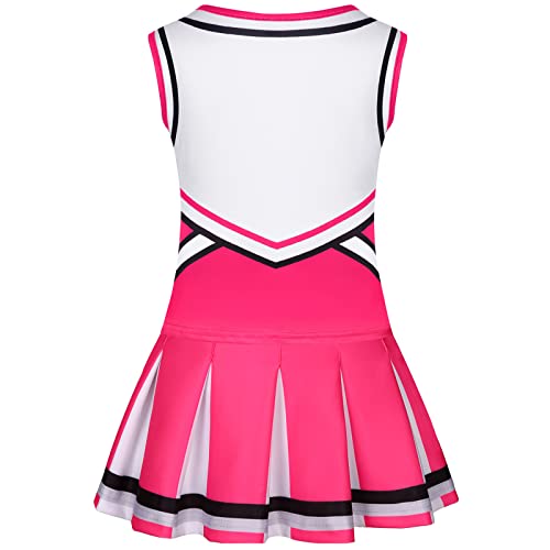 Doxrmuru Girls Cheerleader Costume Cheerleading Outfit For Halloween Party Birthday Gift (Pink, 7-8 Years) #TOP2