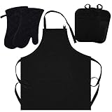 1.DECORATIVE DESIGN AND FUNCTIONAL： These oven mitts pot holders & cooking apron kitchen Set to complement your kitchen decor. These beautifully Designed and Packaged Value Kitchen sets perfect for Mother's day, birthday, holidays, housewarming and h...