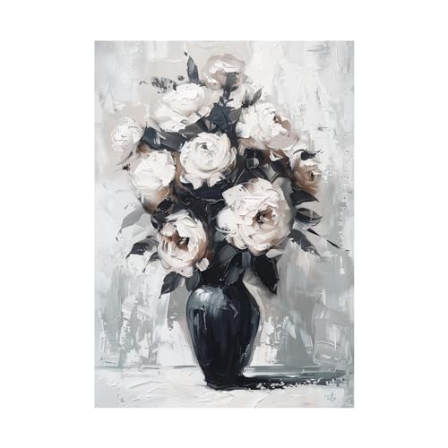Tableau decoration murale salon moderne abstrait floral blanc FJASKER 60x80cm pour chambre