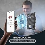 umoven Wallet for Men - Pop Up Case, Cash Slot, and Credit Card Slot - Slim Aluminum Wallet with RFID Blocking, Minimalist Leather Wallet Front Pocket with ID Window (Carbon Fiber) - Image 4