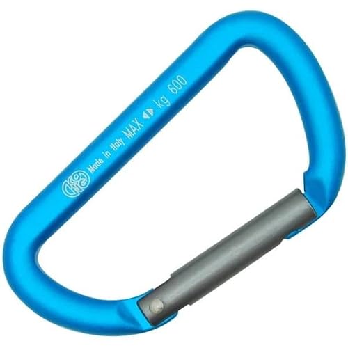 Kong Mini D Aluminum Carabiner, Premium Straight Gate Accessory Clip for Keys, Backpacks, and Outdoor Gear, Lightweight 6kN Load Capacity Utility Hook, Durable Everyday Carry Carabiner (Cyan/Grey)