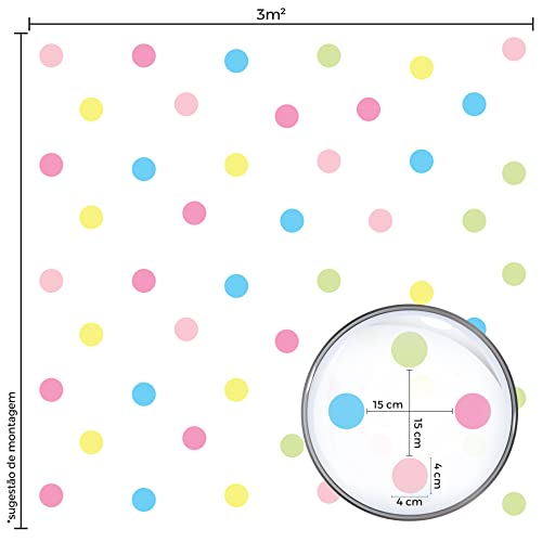 Adesivo de Parede Bolinhas Coloridas Candy Colors 144un