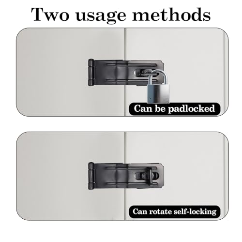 Image of Piriuuo 3-1 /2 inch Swivel Staple Safety Hasps, Metal Gate Door Hasp Latch with Twist Knob- Sturdy Padlock Latch Hasp Lock Latchs for Gate Fence Barn Door Cabinet (Black)