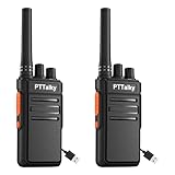 PTTalky Walkie Talkies Long Range 2 Way Radios Rechargeable Portable FRS Two Way Radio FR1 Walkie-Talkie for Adults Family Outdoor Hiking (2 Pack)