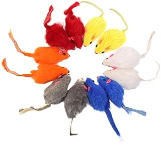 AKlamater Cat Toy Mouse, 12 Pcs Catnip Toys Mixed Fake Rainbow Mice Toys for Indoor Cats, Cat Scratch Mouse Pet Cat Toys (Random Color)