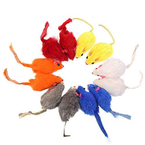 AKlamater Cat Toy Mouse, 12 Pcs Catnip Toys Mixed Fake Rainbow Mice Toys for Indoor Cats, Cat Scratch Mouse Pet Cat Toys (Random Color)