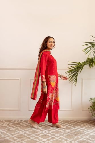 Image of ANNI Designer Women's Reyon Kurta Set | 3 Piece Ethnic Suit Set with Pant & Dupatta | Festive for Women | Cotton Kurta Sets for Woman | Festival Ethnic Dress | Suit Set for Womens
