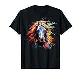 cheval pj mene Cheval aux couleurs vives avec des éclaboussures colorées de cheval. Cheval artistique peint en pop art à l'aquarelle.