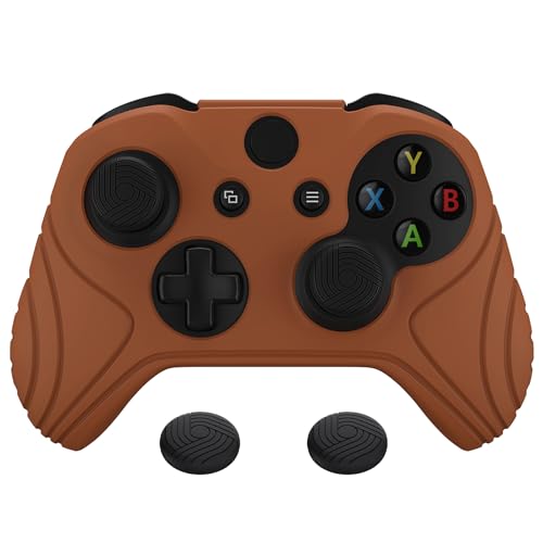 Image of PlayVital Samurai Edition Signal Brown Anti-Slip Controller Grip Silicone Skin for Xbox One X /S Controller, Ergonomic Soft Rubber Protective Case Cover for Xbox One S /X Controller with Thumb Grips