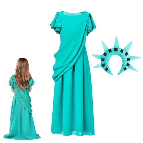Costume de la Statue de la Liberté robe de déguisement USA et couronne de fête