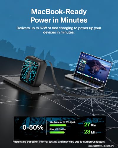 Image of Belkin Marvel Spider-Man 67W USB C Retractable Charger Block Fast Charging