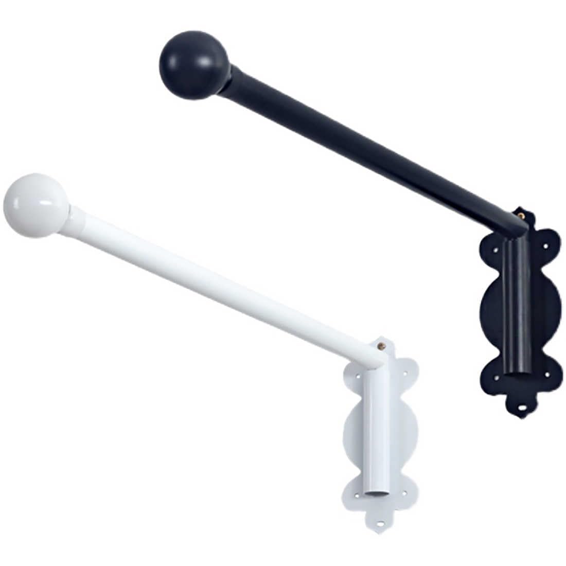 Tringle à rideaux robuste avec bras oscillants et rotation à 180° pour rideaux à œillets, support d'affichage de fenêtre en laiton (taille : 90 cm, couleur : noir)