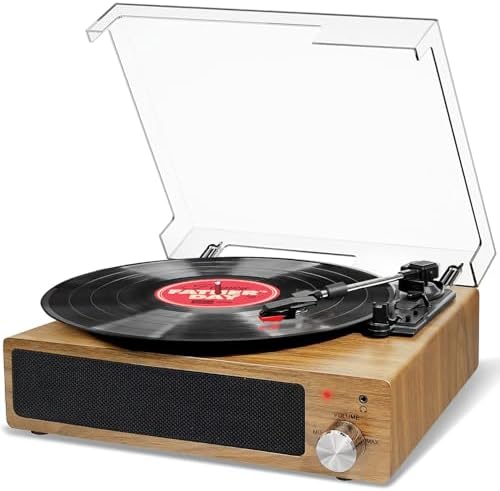 Victrola Haley Tourne-disque Bluetooth rétro et centre multimédia avec haut- parleurs intégrés, platine à 3 vitesses, lecteur CD, radio AM/FM, entrée auxiliaire 3,5 mm, streaming de musique sans fil