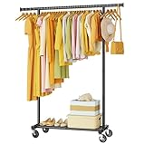 Clothes Rack for Hanging Clothes: Clothing Coat Garment Rolling Racks with Wheels Shelf Portable Closet Storage Organizer Wardrobe Strudy Metal Freestanding Laundry Room Bedroom Dress Shirt Jacket