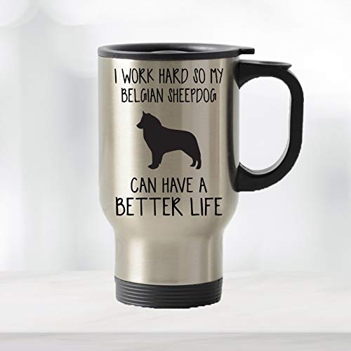 Taza de viaje, diseño de perro pastor belga, regalo de perro pastor...