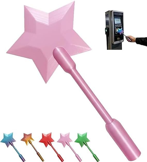 2026 New 3D Printed Wand Tap to Pay, Upgrade Star Magic Wand Contactless Payment Card Holder for Checkout for Card Payment (Pink)