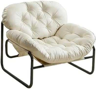 Brown Upholstered Single Sofa - Leather Lazy Chair with Thick Cushions, Recliner Design, Perfect for Bedroom & Living Room (Footrest Not Included)