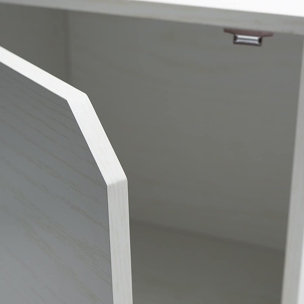 Mediawave Store - Cubo Modulare Libreria Cemento Frassinato Anta Apribile CUBE STACK 13232, per Spazi Interni, Mensola da Parete per Ingresso, Soggiorno, Camera da letto, Cameretta (Bianco)