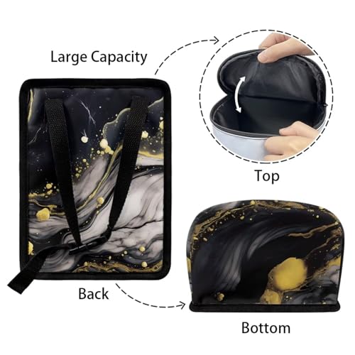 Image of Black Marble Car Trash Can with Lid,Leak-Proof Washable Auto Garbage Bag Interior Accessory Hanging Vehicle Trash Bin for Back Seat,Road Trip