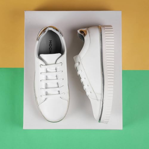 Image of Mochi Women's Synthetic Cushioned Collar Plain Casual Sneakers