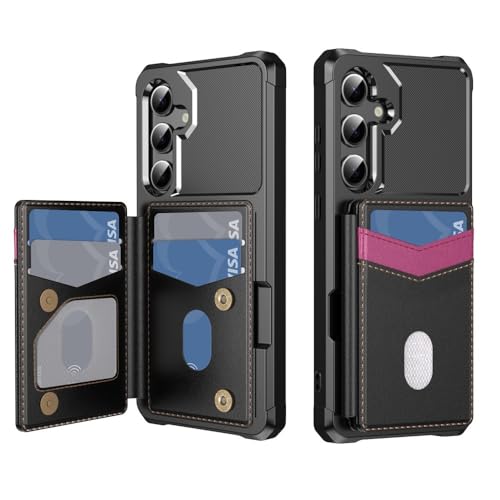 Étui portefeuille Samsung S25 Edge noir housse cuir et silicone rigide antichoc