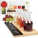 Wine Tasting Flight Sampler Set - 4-6oz Decanter Glasses w Paddle, Chalkboard and Chalk