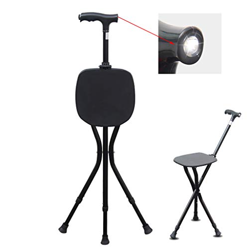 Canne siège pliable et réglable en hauteur pour personnes âgées