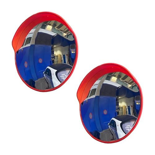 PAL | Espejo convexo exterior de tráfico ø60 redondo policarbonato. Los espejos convexos eliminan los puntos muertos para vehículos y peatones mejorando la seguridad visibilidad en cruces (2- Espejos)