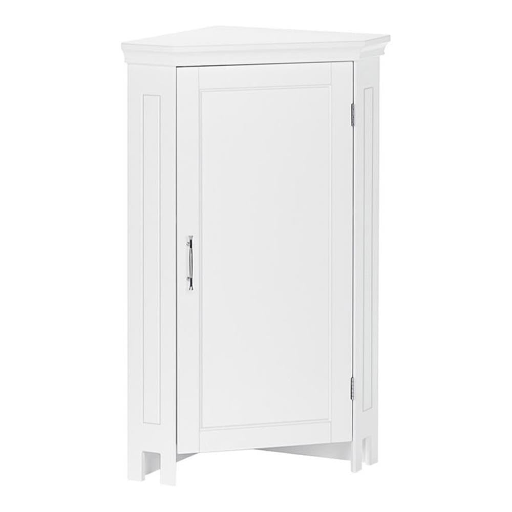 RiverRidge Somerset Bathroom Corner Floor Linen Storage Cabinet, White
