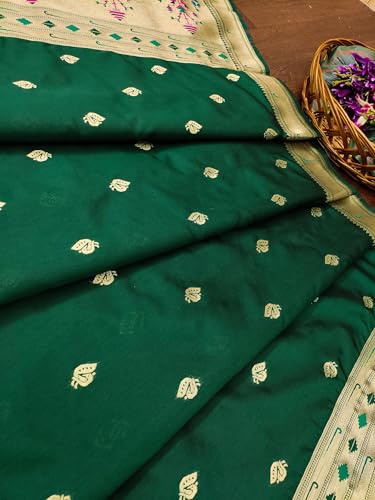 Image of DEVANGI Women's Woven Paithani Banarasi Silk Dupatta /Chunni For Women, Floral Print 1 Meter Wide and 2.3 Meter Length Printed Designer Dupatta /Chunni For Girls