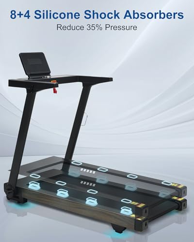 Image of Borgusi Treadmills for Home with Auto Incline - Fully Assembled, 4 Hp Foldable Treadmill, 18.9 Inch Wide, 400 Lb Capacity, LED Display, 12 Mph Speed, Bluetooth App and Speaker, Shock Absorbent