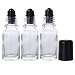 3 Pcs 30ml Glass Roll-On Bottles Empty Refillable Stainless Steel Roller Ball Vials with Black Cap for Essential Oils Perfume Eye Fluids Cosmetic Containers