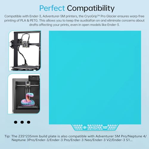 Image of BIQU CryoGrip Pro Glacier Build Plate 235x235mm, for Adventurer 5M Pro /5X