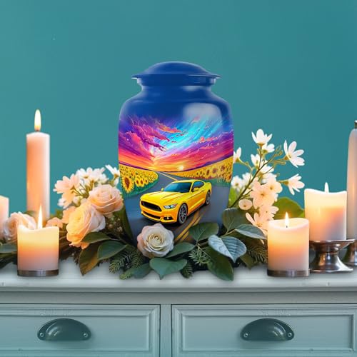 Image of Car Urn - Decorative Urn for Ashes - Combo 1 - Large with 3 Inch Pack of 1 - Cremation Keepsakes for Human - Urns for Ashes Adult Male & Female - Small Keepsake Urns