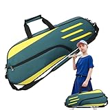 Glospiosa con laterales prácticos: esta bolsa de tenis de 3 raquetas tiene un gran compartimento principal que puede almacenar cuidadosamente sus raquetas, ropa y zapatos. También tiene un bolsillo lateral con cremallera que puede contener su tableta, toalla, tela y otros elementos imprescindibles.